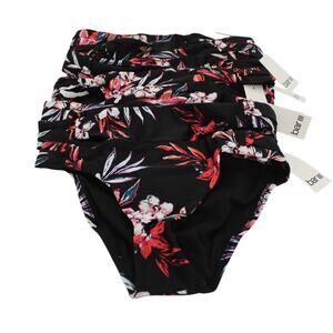 LOT 10 Bikini Bottom MEDIUM Bar III Black Floral Swimwear Liquidation $440 NEW